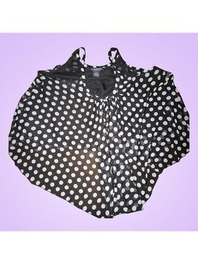 The Pyramid Collection Black White Polka Dot Chiffon Cape Top Size 1X
